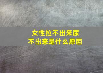 女性拉不出来尿不出来是什么原因