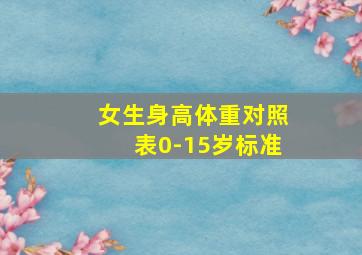 女生身高体重对照表0-15岁标准