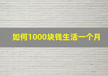 如何1000块钱生活一个月