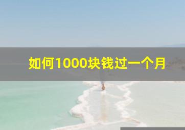 如何1000块钱过一个月