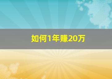 如何1年赚20万