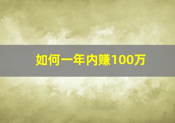 如何一年内赚100万