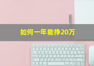 如何一年能挣20万