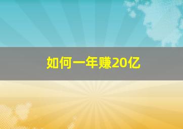 如何一年赚20亿