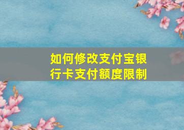 如何修改支付宝银行卡支付额度限制