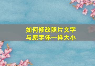 如何修改照片文字与原字体一样大小