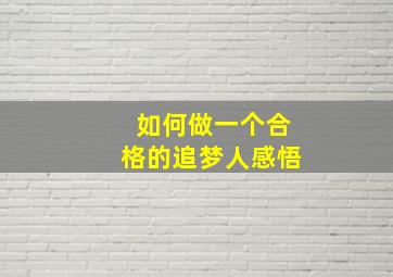 如何做一个合格的追梦人感悟