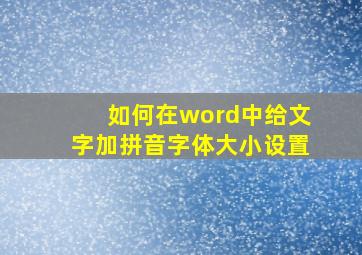 如何在word中给文字加拼音字体大小设置