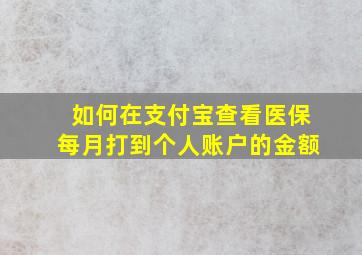 如何在支付宝查看医保每月打到个人账户的金额