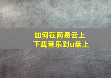 如何在网易云上下载音乐到u盘上