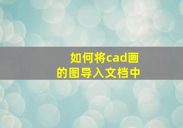 如何将cad画的图导入文档中