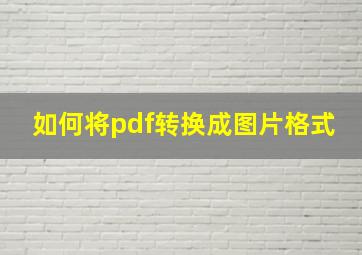 如何将pdf转换成图片格式