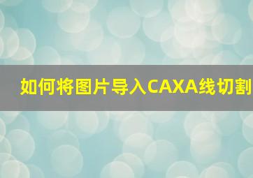 如何将图片导入CAXA线切割