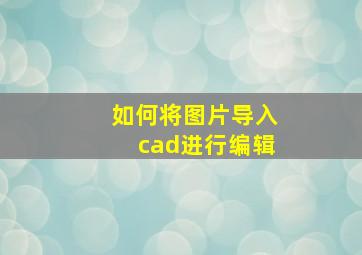 如何将图片导入cad进行编辑