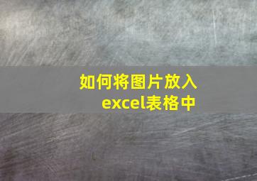 如何将图片放入excel表格中