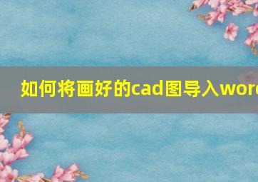 如何将画好的cad图导入word