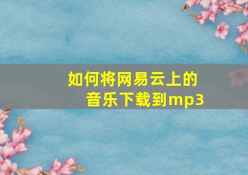 如何将网易云上的音乐下载到mp3