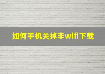 如何手机关掉非wifi下载