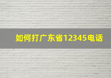 如何打广东省12345电话