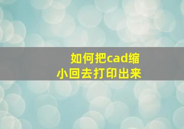 如何把cad缩小回去打印出来