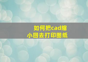 如何把cad缩小回去打印图纸