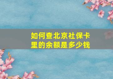 如何查北京社保卡里的余额是多少钱