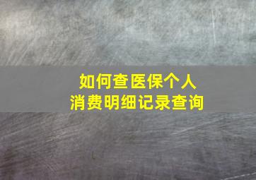 如何查医保个人消费明细记录查询