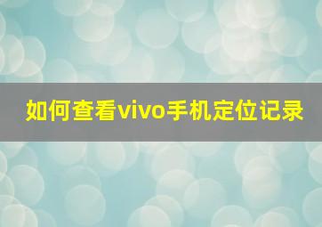 如何查看vivo手机定位记录