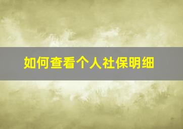 如何查看个人社保明细