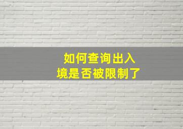 如何查询出入境是否被限制了