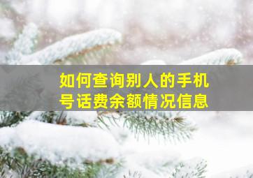 如何查询别人的手机号话费余额情况信息