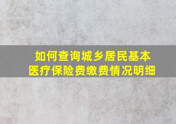 如何查询城乡居民基本医疗保险费缴费情况明细