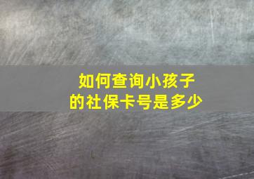 如何查询小孩子的社保卡号是多少