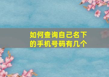 如何查询自己名下的手机号码有几个