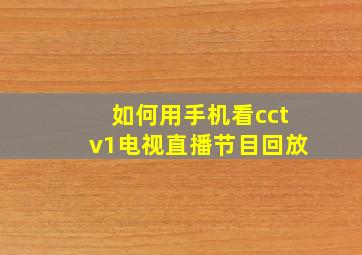 如何用手机看cctv1电视直播节目回放