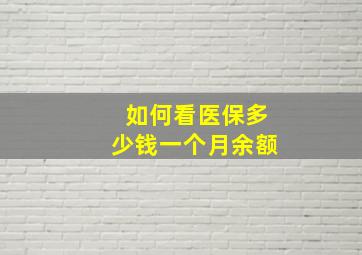 如何看医保多少钱一个月余额