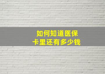 如何知道医保卡里还有多少钱