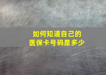 如何知道自己的医保卡号码是多少