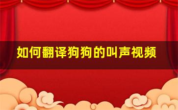 如何翻译狗狗的叫声视频