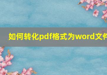 如何转化pdf格式为word文件