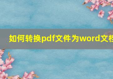 如何转换pdf文件为word文档