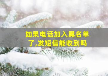 如果电话加入黑名单了,发短信能收到吗