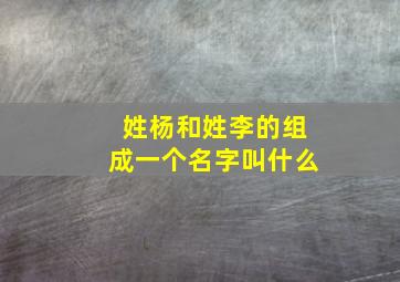 姓杨和姓李的组成一个名字叫什么