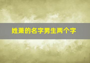 姓萧的名字男生两个字