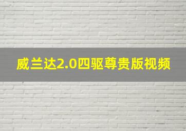 威兰达2.0四驱尊贵版视频