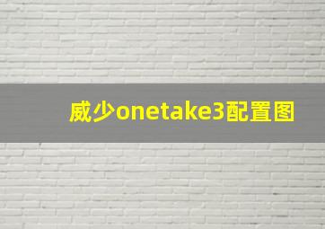 威少onetake3配置图