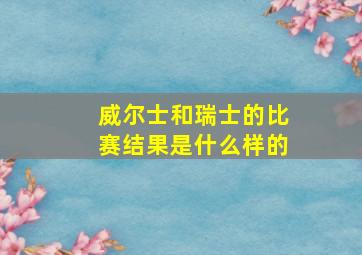 威尔士和瑞士的比赛结果是什么样的