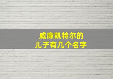 威廉凯特尔的儿子有几个名字