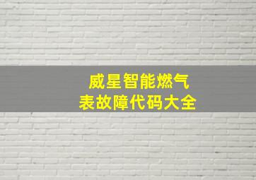 威星智能燃气表故障代码大全