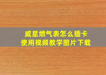 威星燃气表怎么插卡使用视频教学图片下载